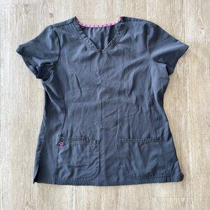 Womens Heartsoul Grey Short Sleeve Scrub Top - L